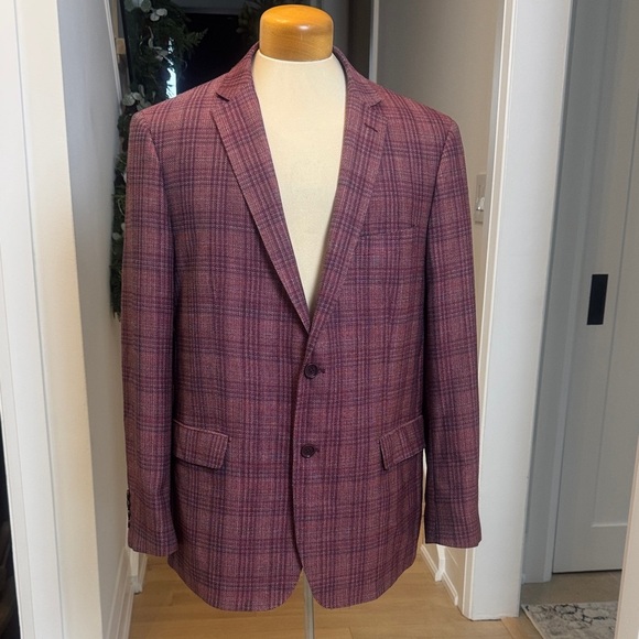 Mantoni Other - Mantoni Men's Purple Plaid Blazer Wrinkle Free Fabrics 44R